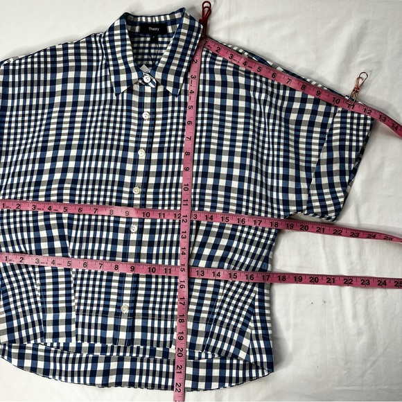 NEW NWT Theory Dillon Plaid Cropped Plaid Checkered Button Down Shirt Top Petite - Picture 16 of 16